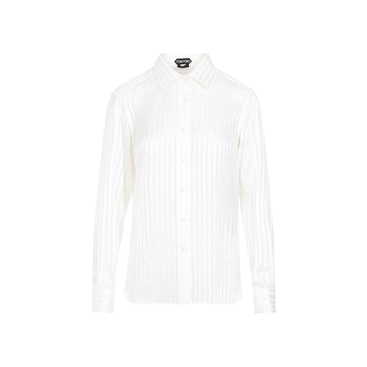 TOM FORD Striped Silk Shirt for SS24 in Nude & Neutrals