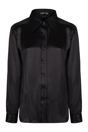 TOM FORD Luxurious Black Satin Silk Shirt