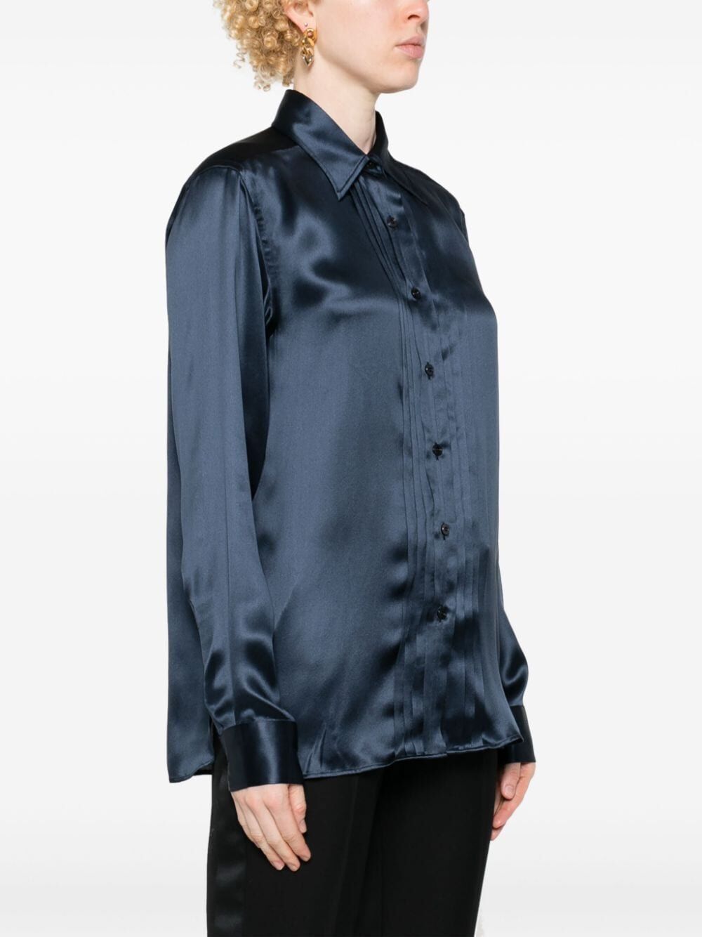 TOM FORD Fluid Silk Charmeuse Blouse Shirt - Relaxed Fit