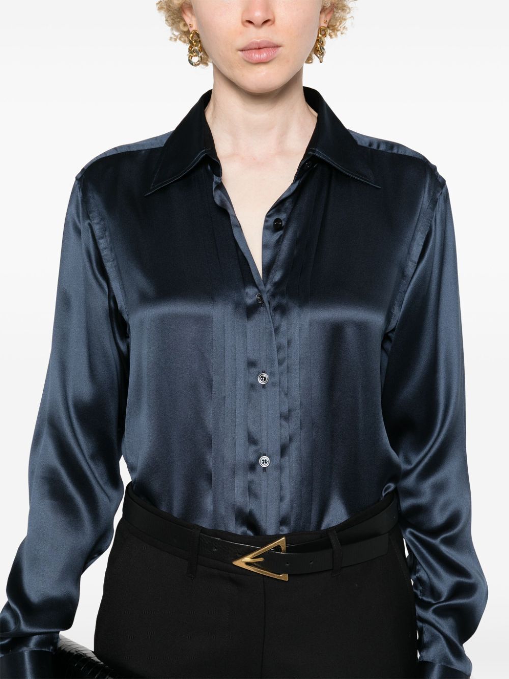 TOM FORD Fluid Silk Charmeuse Blouse Shirt - Relaxed Fit