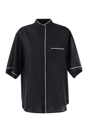 FABIANA FILIPPI Timeless Elegance meets Modern Styling: Black Linen Shirt for Women