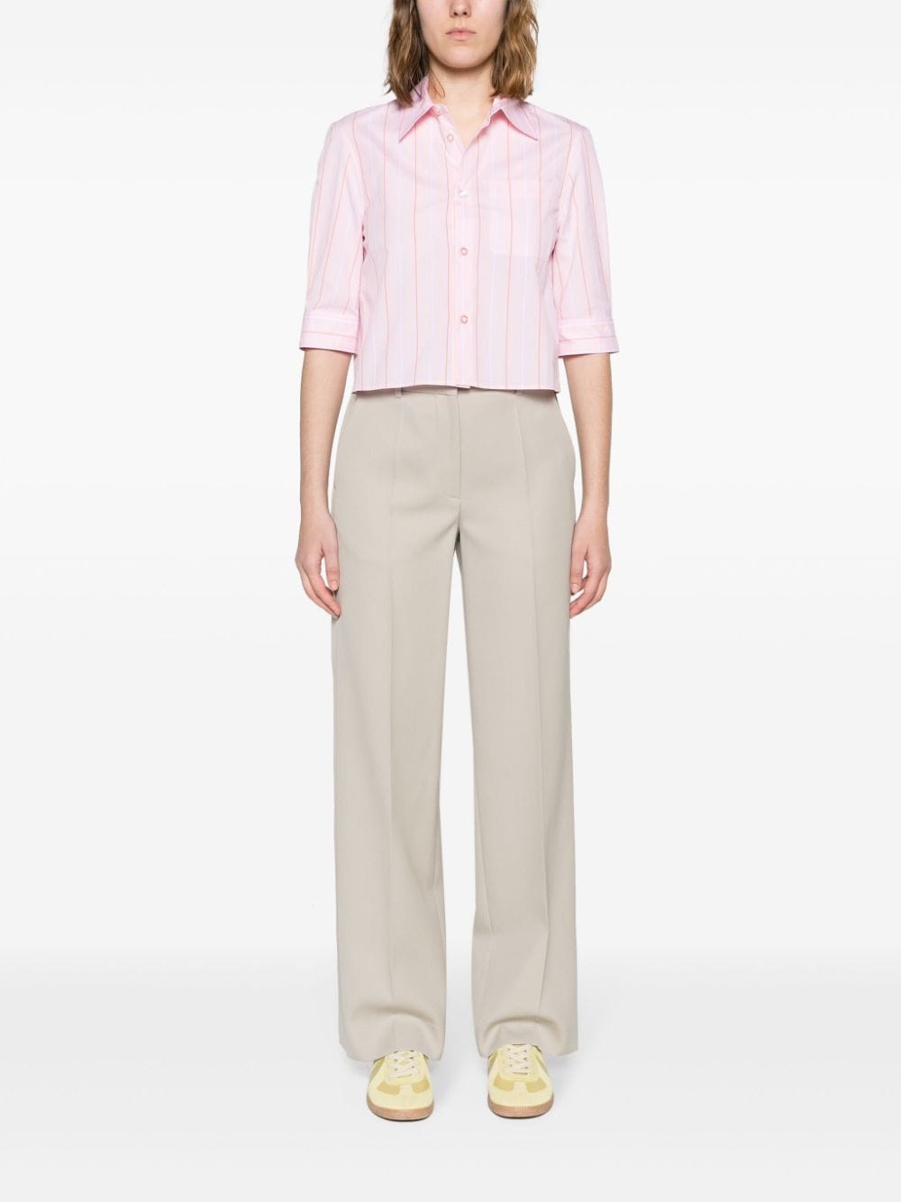 MARNI Pink Striped Short Sleeve Shirt for Women