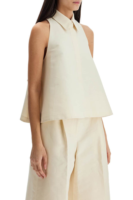 MARNI Ivory Cotton Women's Shirt with Embroidered Logo