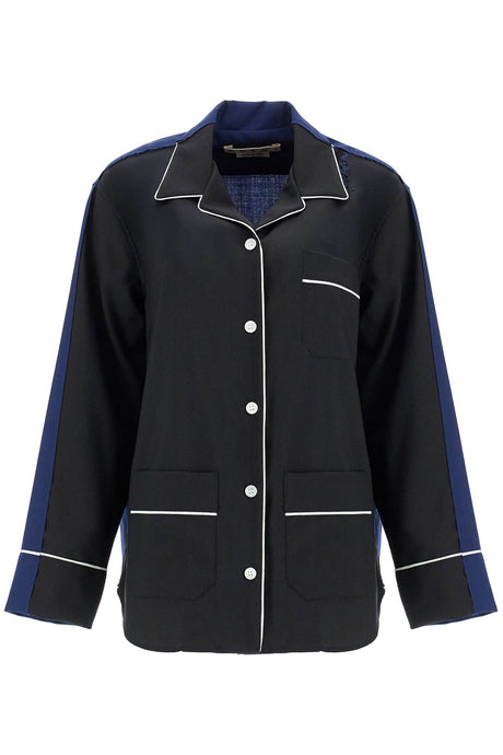 MARNI Elegant Black Wool Shirt with White Stitching