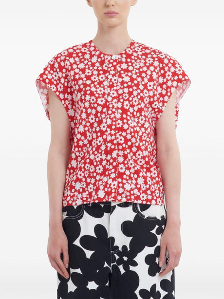 MARNI Mini Satin Short Sleeved Top