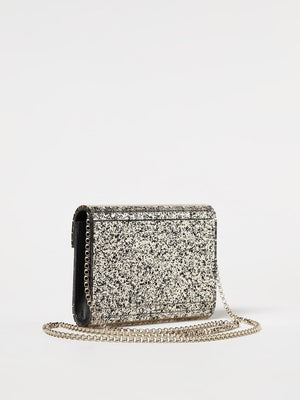 Glittered Acetate Clutch with Chain Strap for Women