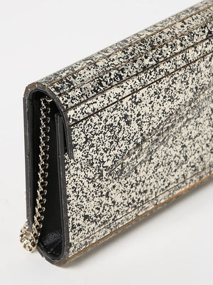 Glittered Acetate Clutch with Chain Strap for Women