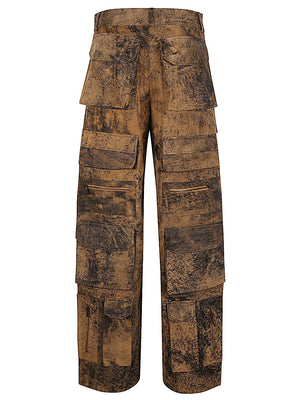 FERMAS CLUB Brown Leather Cargo Trousers for Women - SS24 Collection