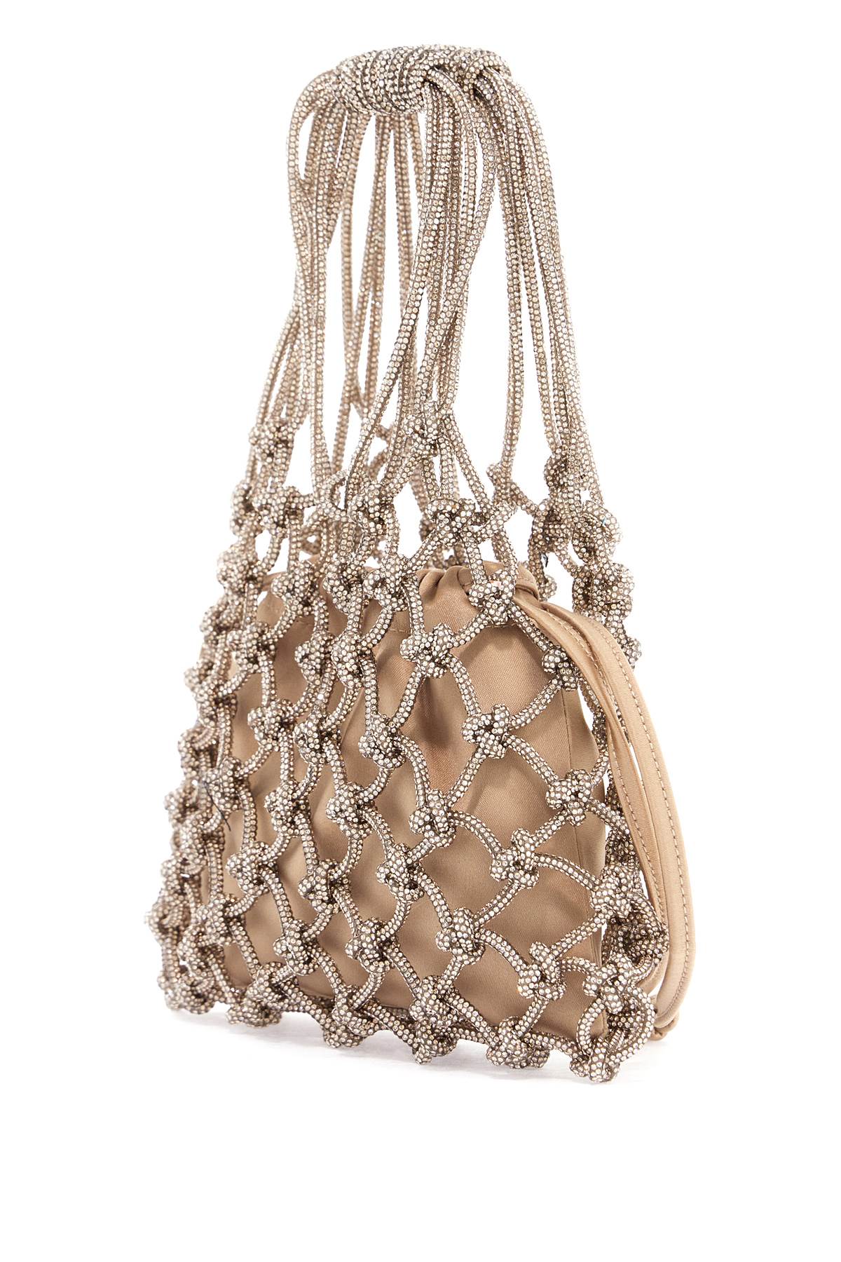 HIBOURAMA Chic Mini Handbag with Woven Mesh and Satin Pouch