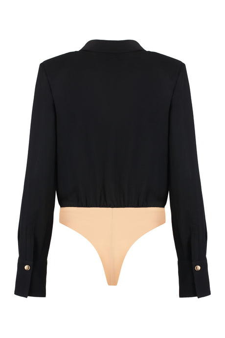 ELISABETTA FRANCHI Chic Georgette and Satin Body Shirt with Zip