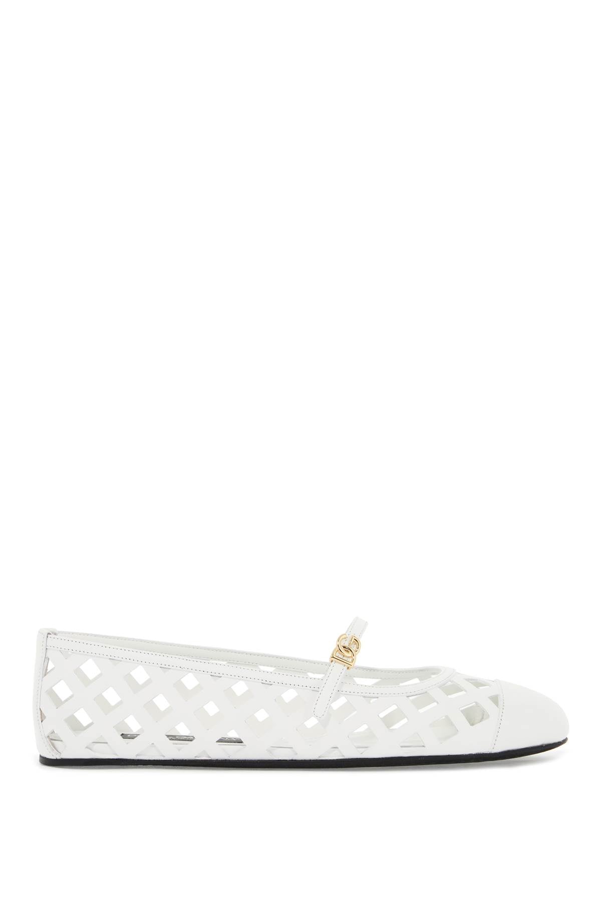 DOLCE & GABBANA Elegant Perforated Leather Ballet Flats