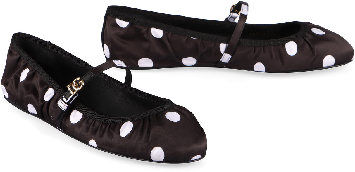 DOLCE & GABBANA Chic Polka-Dot Ballet Flats with Adjustable Strap