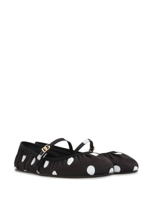 DOLCE & GABBANA DOTS PRINT SATIN BALLETS