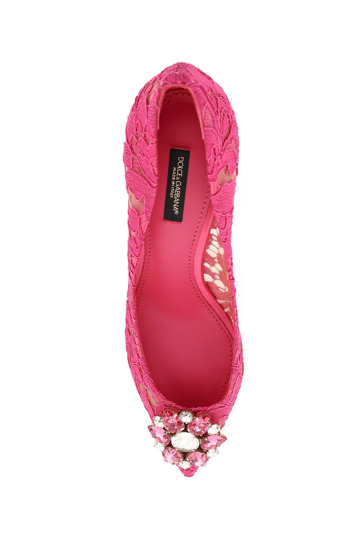 DOLCE & GABBANA Charming Lace Pumps with Crystal Flowers for Women - Mixed Colors