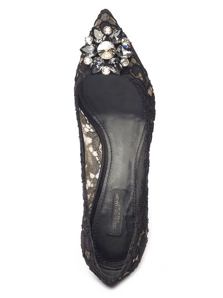 DOLCE & GABBANA Charming Lace Pumps with Crystal Flowers for Women - Mixed Colors