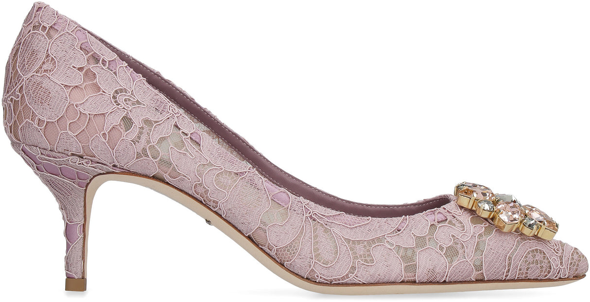 DOLCE & GABBANA Purple Embellished Lace Pumps for Women