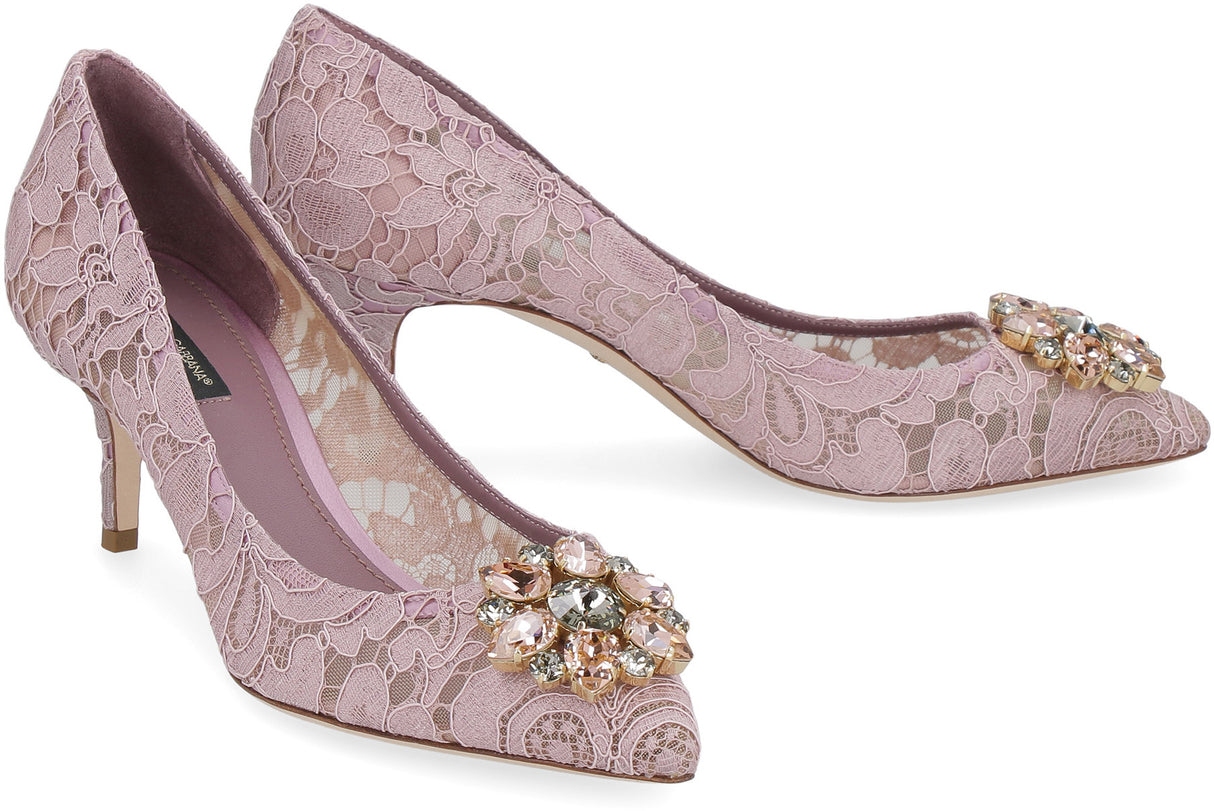 DOLCE & GABBANA Purple Embellished Lace Pumps for Women