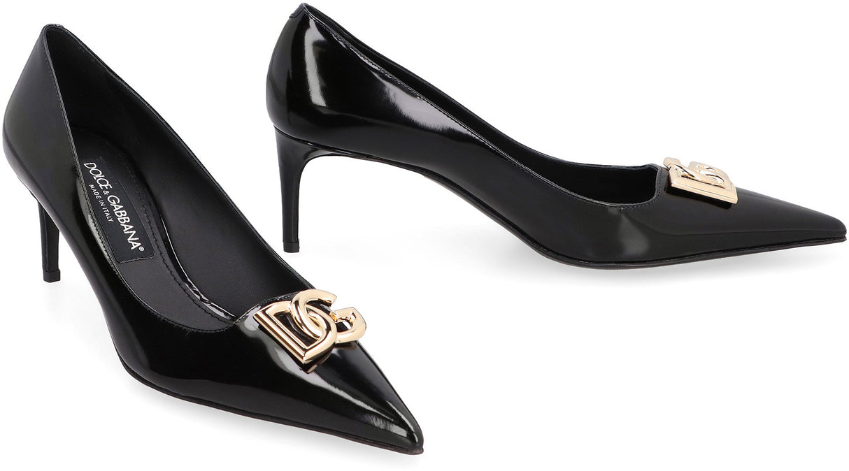 DOLCE & GABBANA Black Leather Pointy-Toe Pumps for Women - Stiletto Heels - FW23