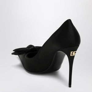 DOLCE & GABBANA  BLACK SATIN PUMPS WITH BOW