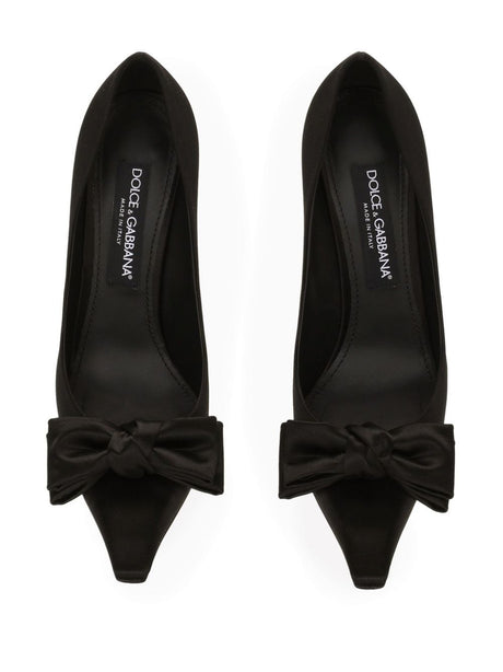 DOLCE & GABBANA Satin Slip-On Pumps with 105mm Stiletto Heel