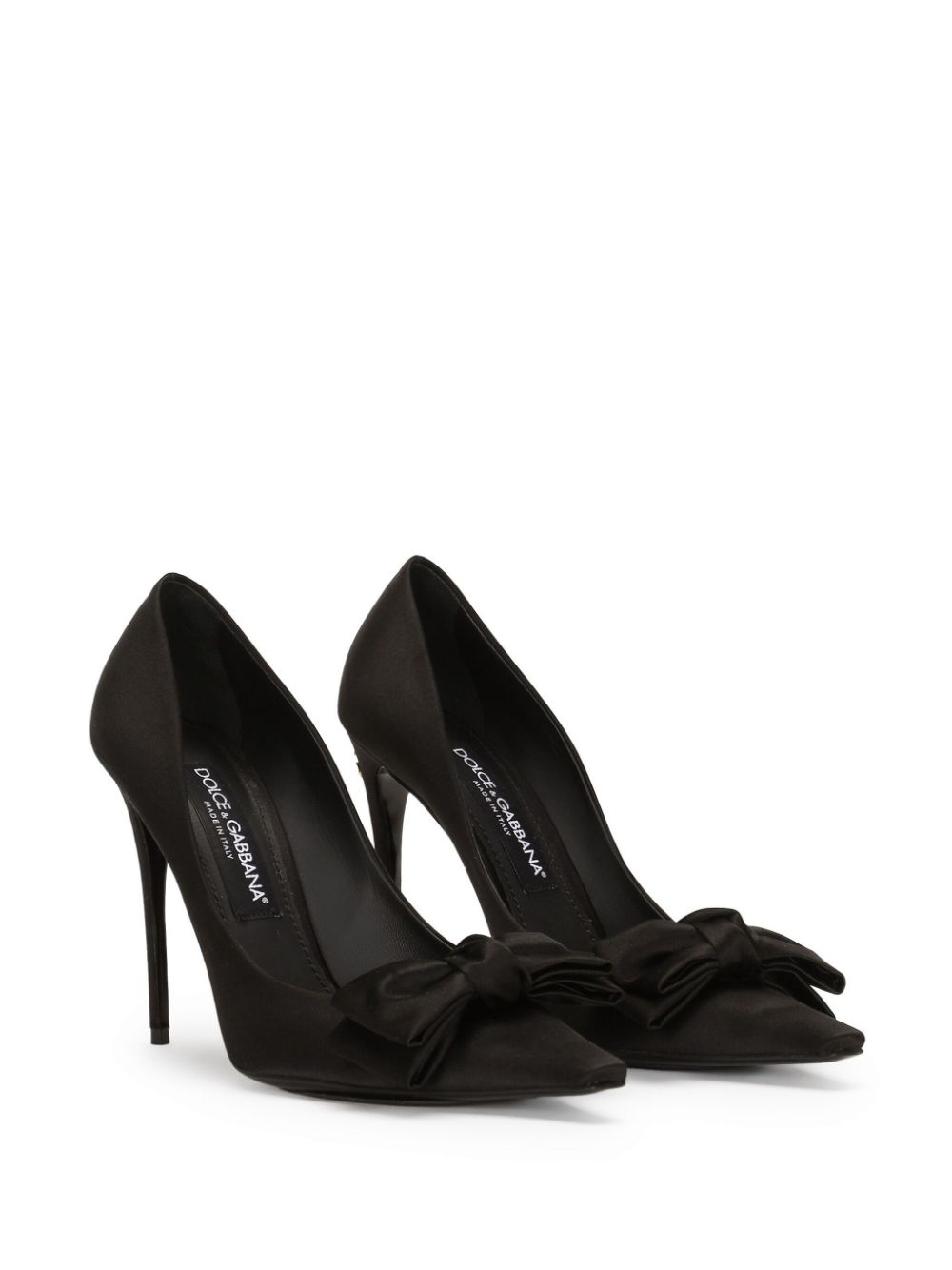 DOLCE & GABBANA Satin Slip-On Pumps with 105mm Stiletto Heel