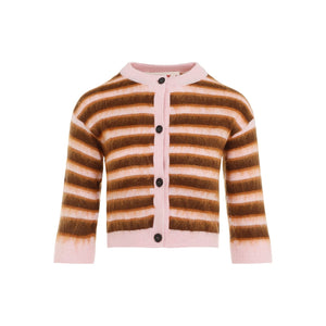 MARNI Elegant Virgin Wool Cardigan in Pink & Purple