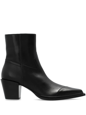 JIMMY CHOO Stylish Ankle-Length Leather Boots with Mid Block Heel