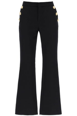 BALMAIN Elegant Black Flared Pants with Lion Chain Buttons