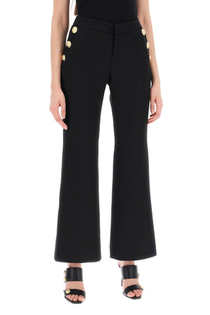 BALMAIN Elegant Black Flared Pants with Lion Chain Buttons