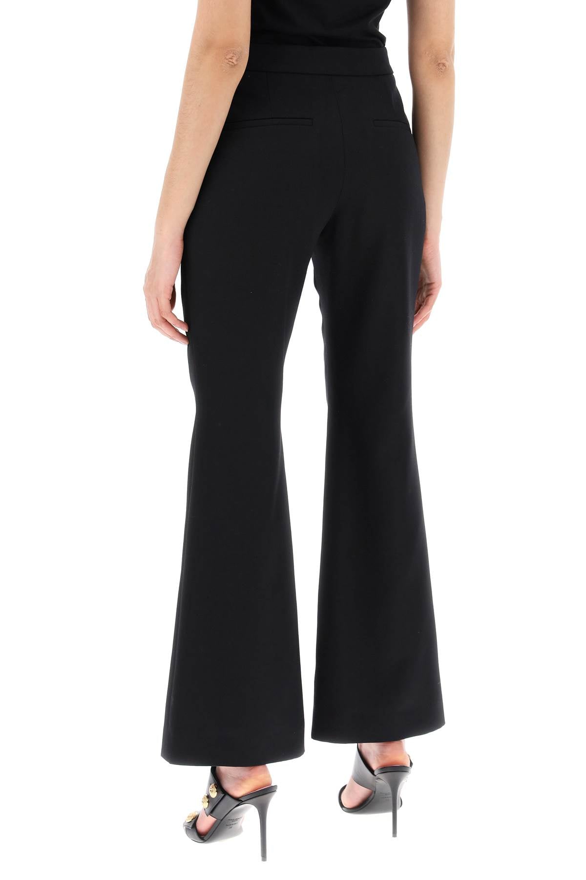 BALMAIN Elegant Black Flared Pants with Lion Chain Buttons