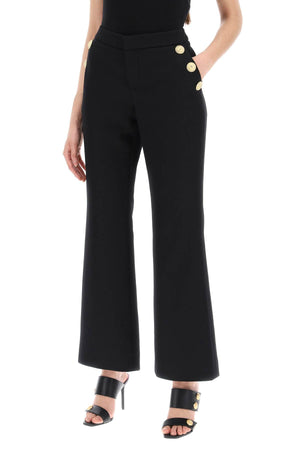 BALMAIN Elegant Black Flared Pants with Lion Chain Buttons