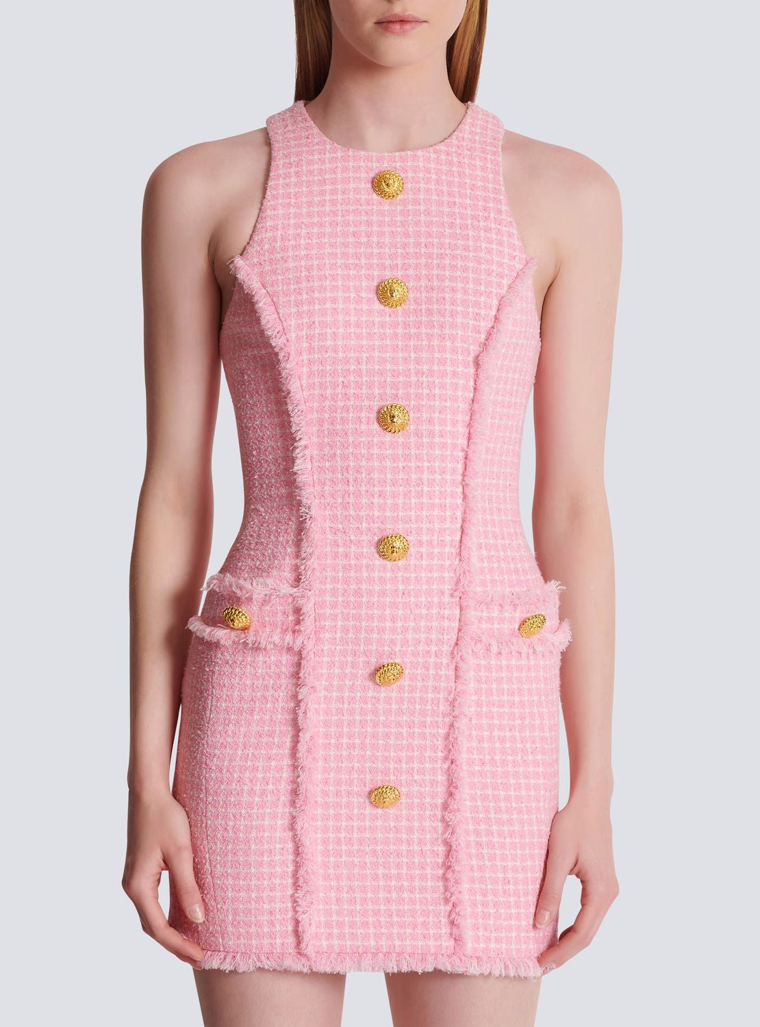 BALMAIN Elegant Tweed Dress for the Modern Woman