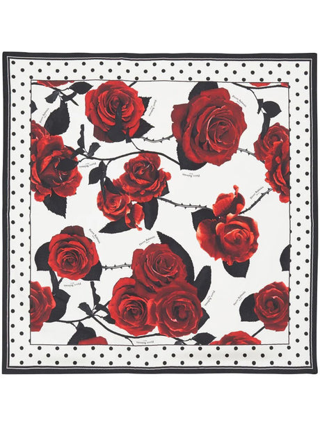 BALMAIN Floral and Polka Dots Silk Scarf 90X90