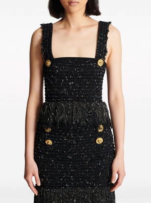 BALMAIN Glittery Black Golden Tank Top for Women - SS24 Collection