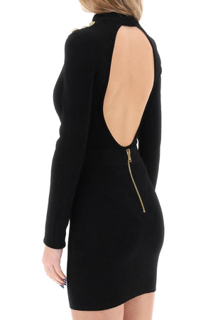 BALMAIN Classic Black Knit Bodysuit with Embossed Buttons for Women