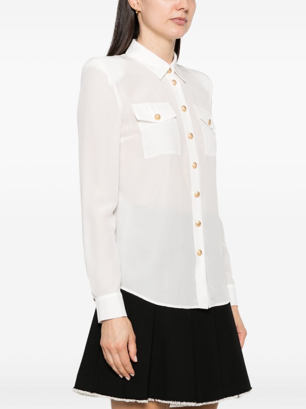 BALMAIN Elegant Semi-Sheer Silk Shirt for Women