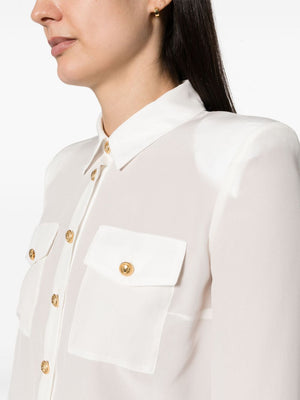 Elegant Semi-Sheer Silk Shirt for Women - White