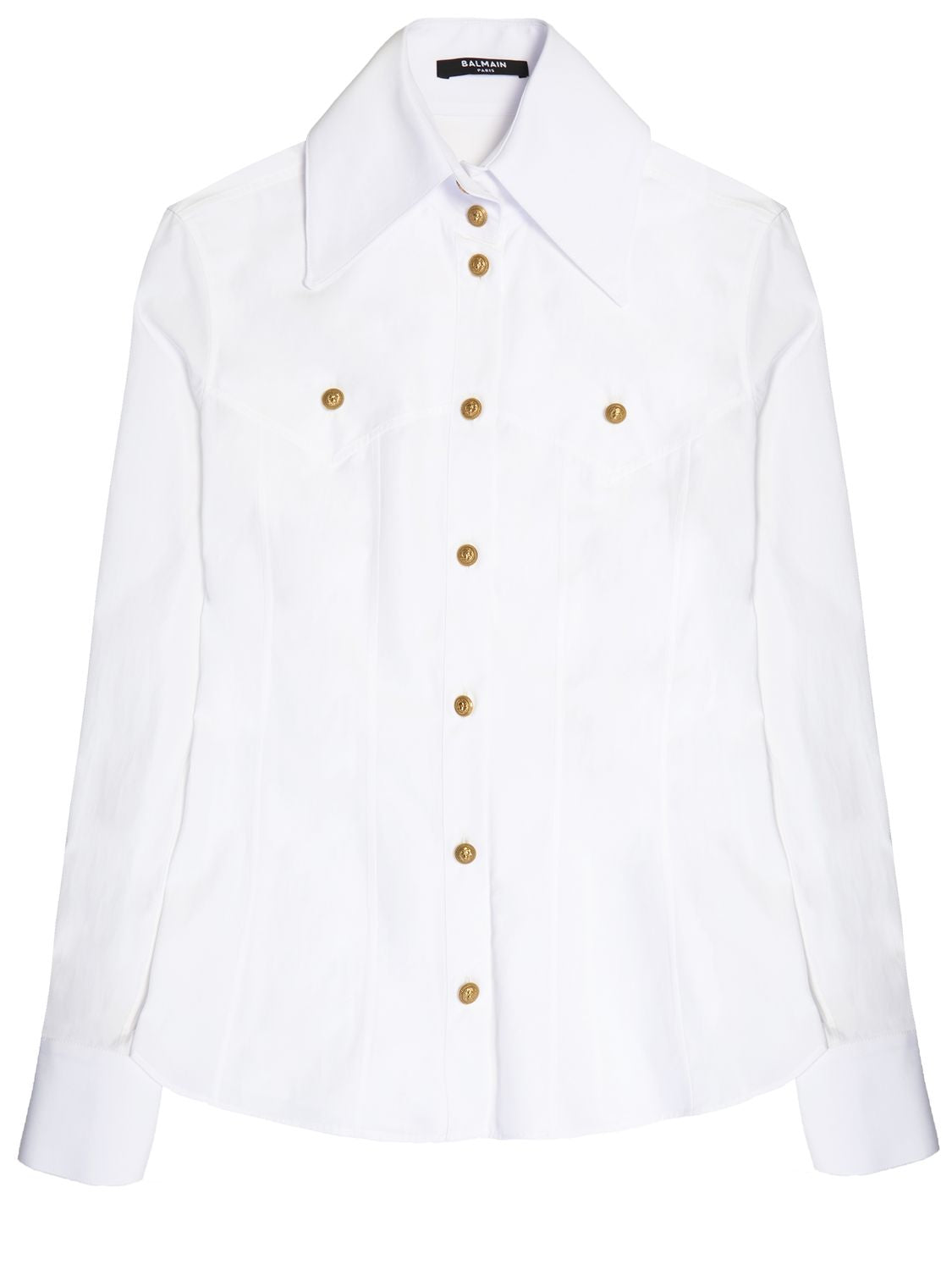 BALMAIN Western Style Poplin Shirt in White - Women's