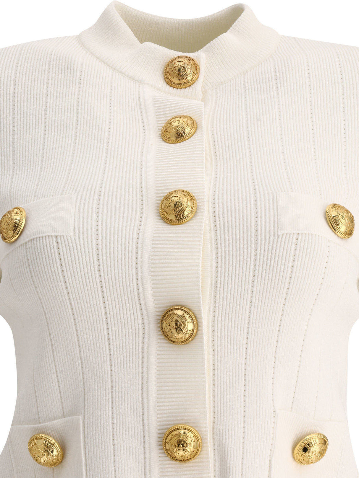 BALMAIN Stylish 6-Button Cardigan - White for Women (SS24)