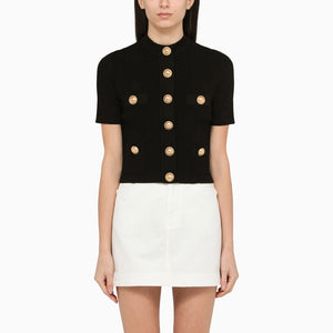 BALMAIN Cropped Pointelle Ribbed Cardigan - Perfect for Mini Skirts