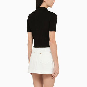 BALMAIN Cropped Pointelle Ribbed Cardigan - Perfect for Mini Skirts