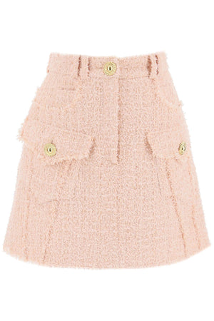 BALMAIN Elegant Pink Tweed Mini Skirt for Women - SS24