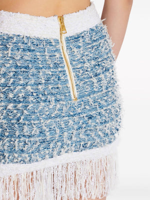 Pleated Blue and White Skirt - Women's Fashion