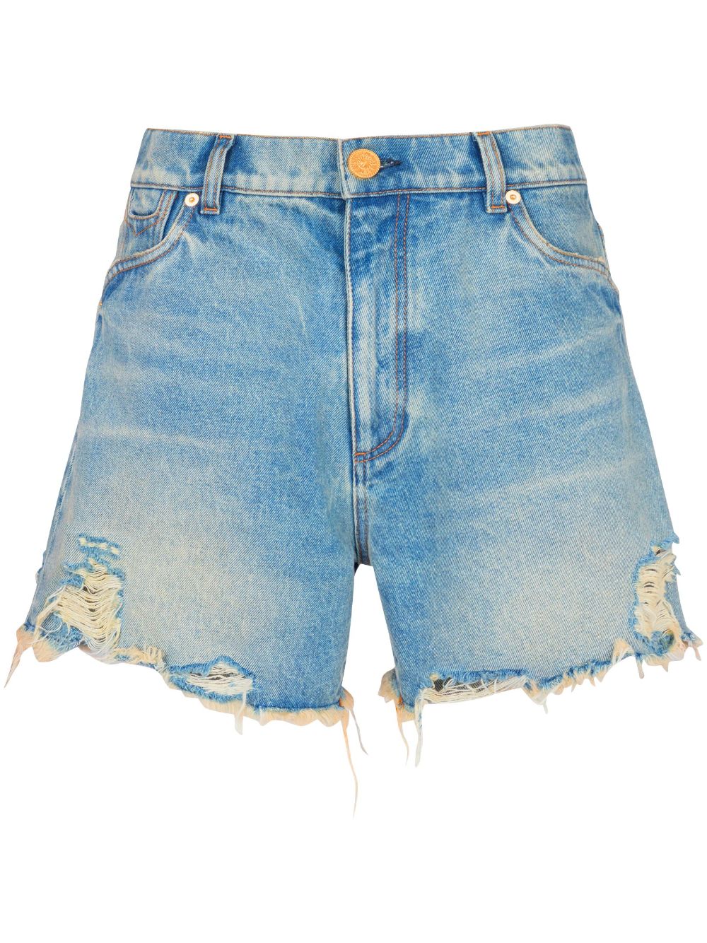 Quần short jeans rách cổ điển màu xanh nhạt dành cho phụ nữ