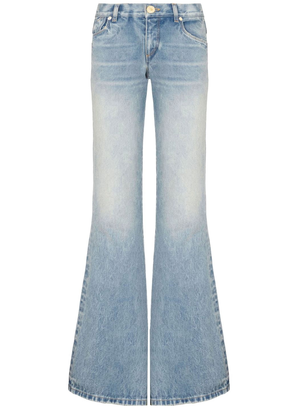 Blue Washed Cropped Denim Jeans - مجموعة SS24