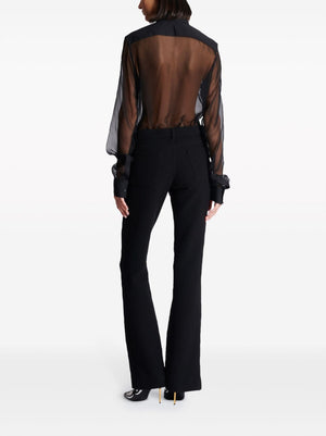 Chic & Timeless Flared Trousers in Luxurious Virgin Wool Crepe Texture