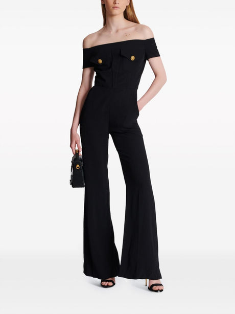 BALMAIN 24SS Women's Black Jumpsuit - Trendy and Chic One-Piece Outfit