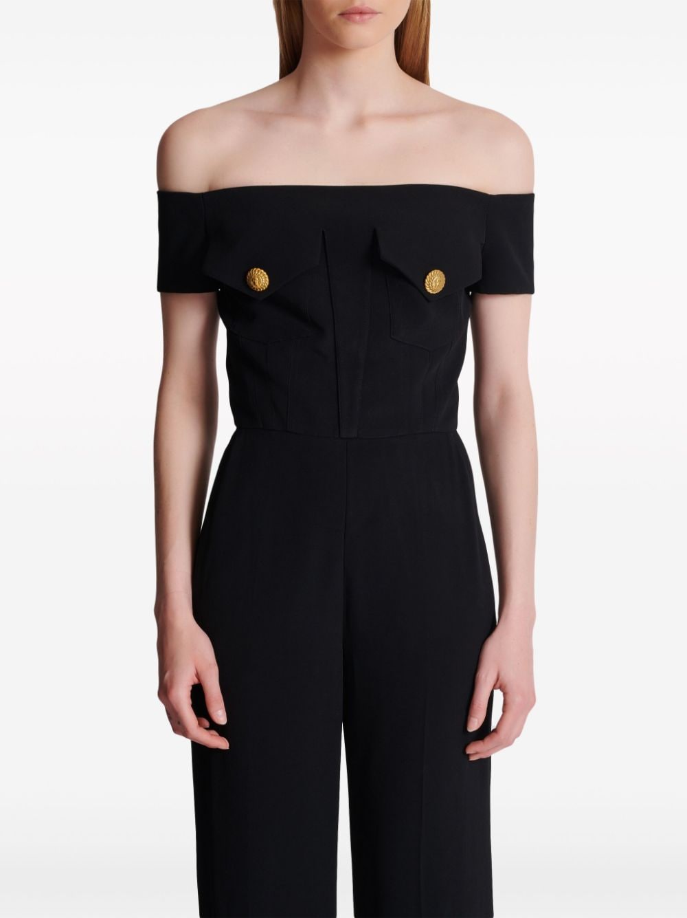 BALMAIN 24SS Women's Black Jumpsuit - Trendy and Chic One-Piece Outfit