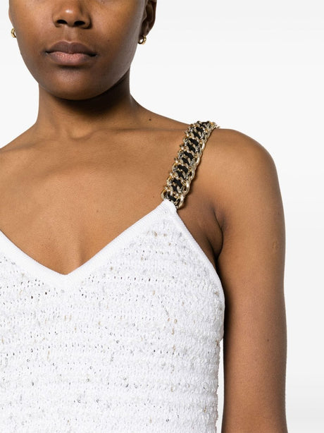 BALMAIN Women's White and Gold Chain Detail Vest for SS24