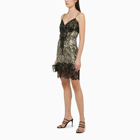 BALMAIN Python Motif Silk Dress with Contrasting Lace for Women - SS24 Collection